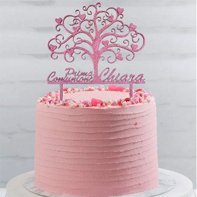 Torta comunione con panna e cake topper