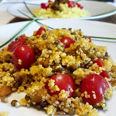 Insalata di Cous Cous con Lenticchie e Verdure Grigliate