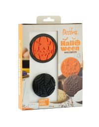 Set 1 Cutters tagliapasta in plastica con 2 imprimi decoro Halloween