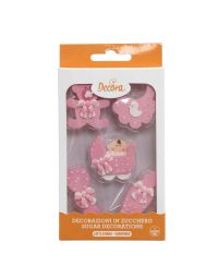 5 Decorazioni Neonata baby nursery rosa in zucchero Decora