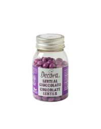 Mini Lenti di cioccolato viola per decorazione dolci 80 g Decora