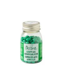 Mini Lenti di cioccolato color verde foglia per decorazione dolci 80 g Decora