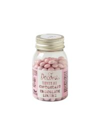 Mini Lenti di cioccolato rosa chiaro per decorazione dolci 80 g Decora