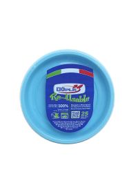 25 scodelle piatti fondi di plastica lavabili riutilizzabili celeste Ø20,5 cm DOpla