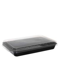 3 Contenitori in plastica per tiramisù neri con coperchio trasparente h1,5cm