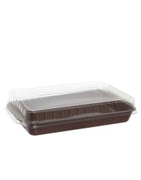 3 Contenitori per tiramisù in plastica marrone con coperchio alto