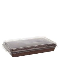 3 Contenitori per tiramisù in plastica marrone con coperchio basso