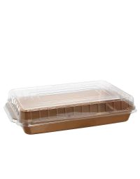 3 Contenitori per tiramisù in plastica oro con coperchio alto