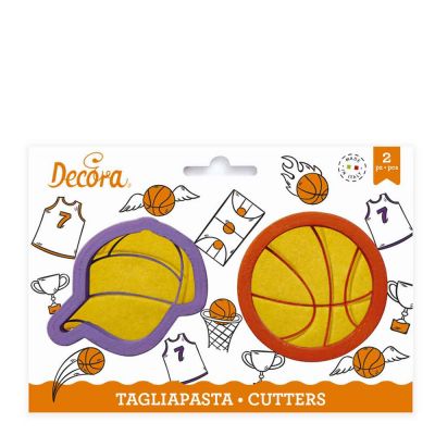 Set 2 Cutters Tagliapasta in plastica Pallone basket e cappellino