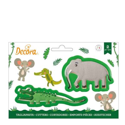 Set 2 Cutters Tagliapasta in plastica animali coccodrillo ed elefante