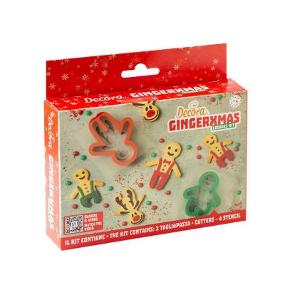 Set 2 Cutters Tagliapasta in plastica GingerXmas con 4 stencil