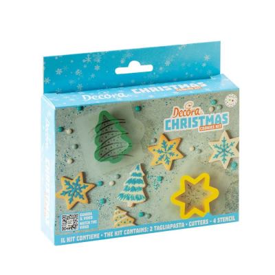 Set 2 Cutters Tagliapasta in plastica Christmas albero e stella con 4 stencil