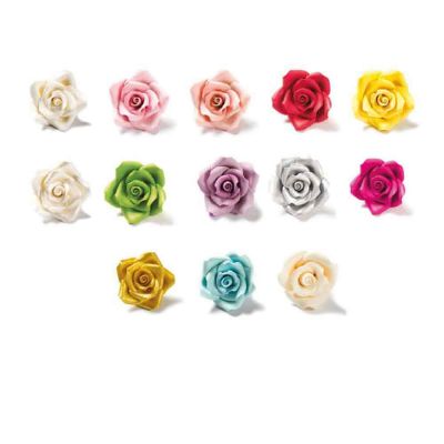 30 Decorazioni Rose medie colori assortiti in zucchero Bakery
