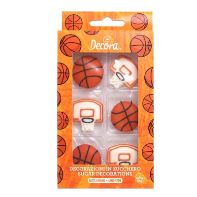 6 Decorazioni tema Basket in zucchero Decora