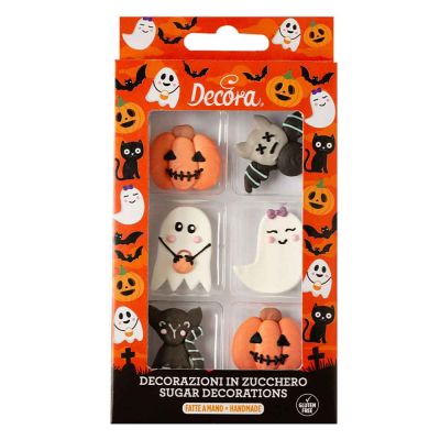 6 Decorazioni di Halloween personaggi Mr & Mrs Ghost in zucchero Decora