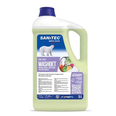 Washdet Muschio Bianco detergente enzimatico per lavatrice Sanitec 5 L