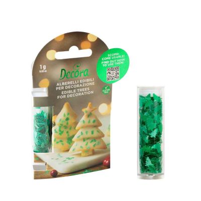 Alberelli di zucchero edibili verdi per decorazione torte 1 g Decora