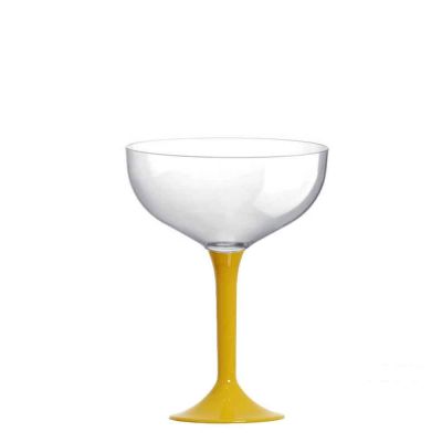Coppe champagne riutilizzabili in plastica gambo giallo 205 ml