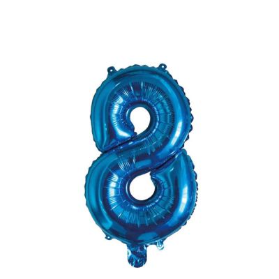 Palloncino Mylar Numero 8 Blu Medio 14″ 35 cm