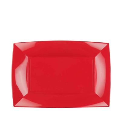 Piatti rettangolari lavabili per microonde rossi 28x19 cm