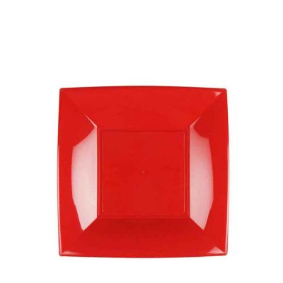 Piatti quadrati piccoli lavabili per microonde rossi 18x18 cm