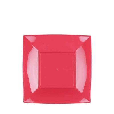Piatti quadrati piccoli lavabili per microonde rosa corallo 18x18 cm