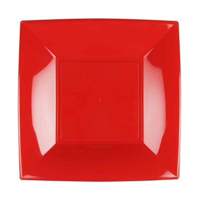 Piatti quadrati grandi lavabili per microonde rossi 29x29 cm