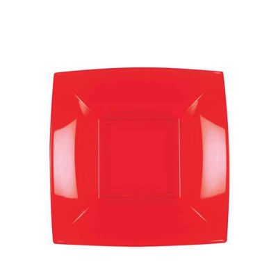 Piatti quadrati fondi lavabili per microonde rossi 18x18 cm