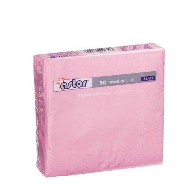 50 Tovaglioli di carta ovatta colorati 2 veli 33x33 Astor rosa