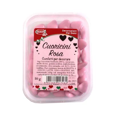 Confetti di cioccolato cuoricini rosa per decorazione 50 g