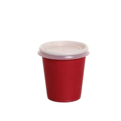 100 Bicchieri da caffè in cartoncino rosso con coperchio piano 80ml