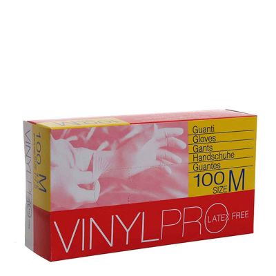 Guanti in vinile monouso VinylPro latex free bianco trasparente taglia M