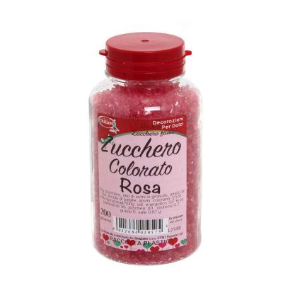 Cristalli di zucchero colorato rosa per decorazioni e zucchero filato 200 g