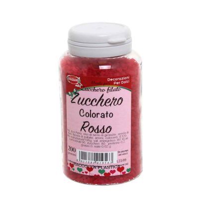 Cristalli di zucchero colorato rosso per decorazioni e zucchero filato 200 g