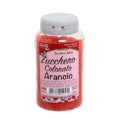 Cristalli di zucchero colorato arancio per decorazioni e zucchero filato 200 g