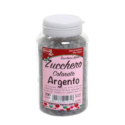 Cristalli di zucchero colorato argento per decorazioni e zucchero filato 200 g