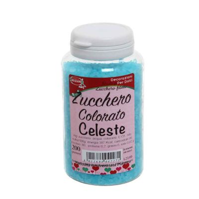 Cristalli di zucchero colorato celeste per decorazioni e zucchero filato 200 g