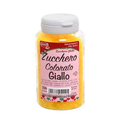 Cristalli di zucchero colorato giallo per decorazioni e zucchero filato 200 g