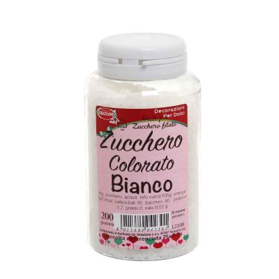 Cristalli di zucchero colorato bianco per decorazioni e zucchero filato 200 g