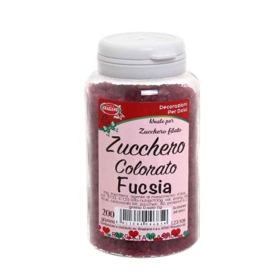 Cristalli di zucchero colorato fucsia per decorazioni e zucchero filato 200 g