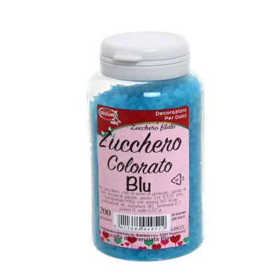 Cristalli di zucchero colorato blu per decorazioni e zucchero filato 200 g