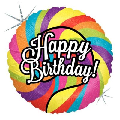 Palloncino Mylar Happy Birthday multicolore 18'' diametro 46 cm 