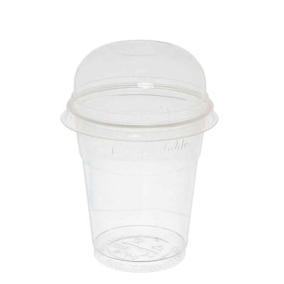 Bicchieri con coperchio a cupola senza foro compostabili in PLA 250cc