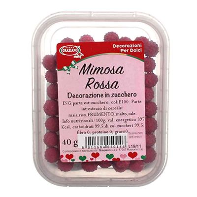 Palline di zucchero rosse Mimosa per decorazione 40 g Graziano