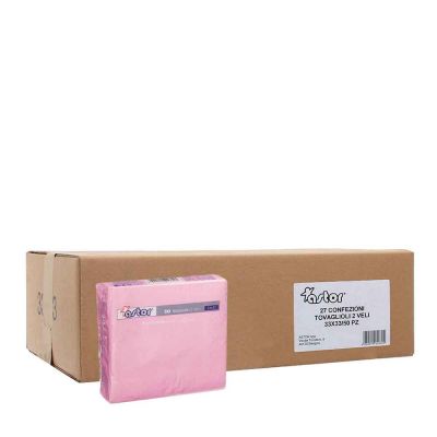 Cartone 1350 Tovaglioli di carta colorati rosa 2 veli 33x33 cm Astor