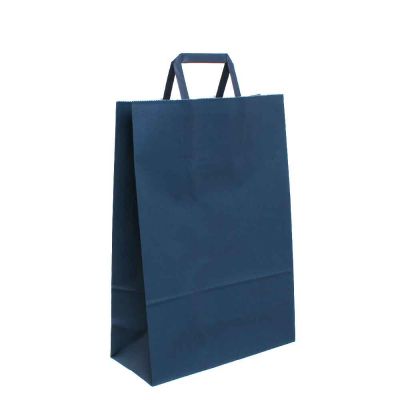 Shopper buste in carta blu scuro tinta unita con manici 22x10 h32 cm