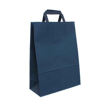 Shopper buste in carta blu scuro tinta unita con manici 27x12 h36 cm