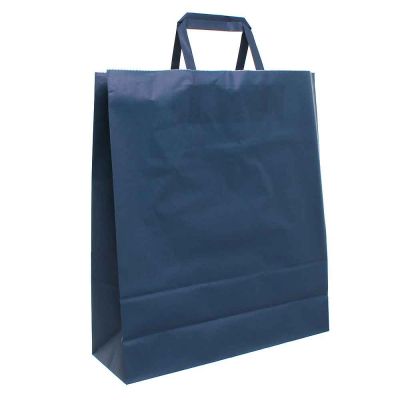 Shopper buste in carta blu scuro tinta unita con manici 36x12 h41 cm