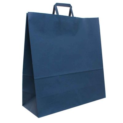 Shopper buste in carta blu scuro tinta unita con manici 46x18 h48 cm