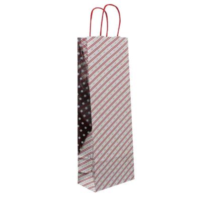 Shopper buste natalizie Christmas argento per bottiglie 14x8 h38,5 cm